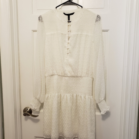 While House black Market Ivory White Smocked Blouson Dress Sz Small, Retail $160 - Picture 7 of 12
